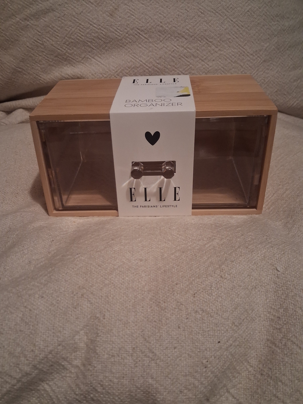 Elle Bamboo Organizer with Clear Acrylic Drawer - Natural